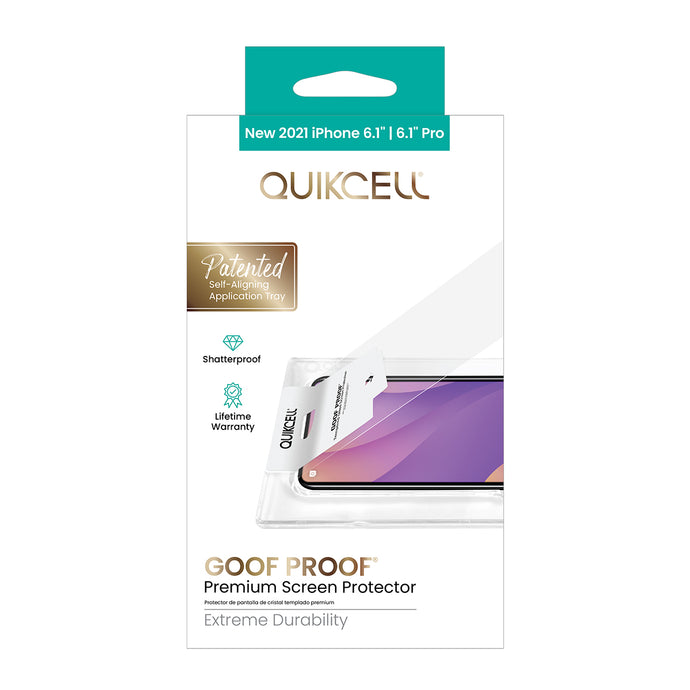 QUIKCELL GOOF PROOF Premium Glass Screen Protector + Applicator - CLEAR