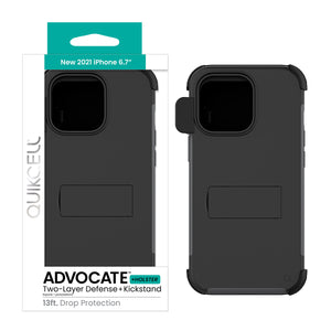QUICKCELL ADVOCATE + HOLSTER Dual-Layer Kickstand Case - Apple iPhone 13 Pro Max - BLACK