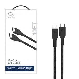 QUIKCELL 10ft FAST CHARGE CABLE USB-C to USB-C - BLACK