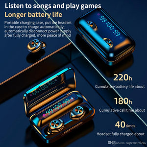 2021 TWS Wireless Bluetooth 5.0 Earphones Invisible Earbuds Stereo watch LED Noise Cancelling gaming Headset with led display